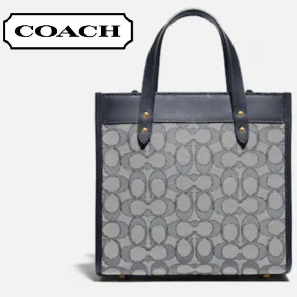 Coach RETAIL Jacquard Field Tote 22 in Navy - Picture 2 of 13